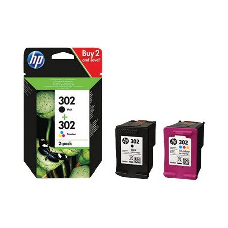 HP 302 - Pack de 2 cartouches d'encre - 1 noire et 1 couleur (cyan, magenta, jaune) - originale