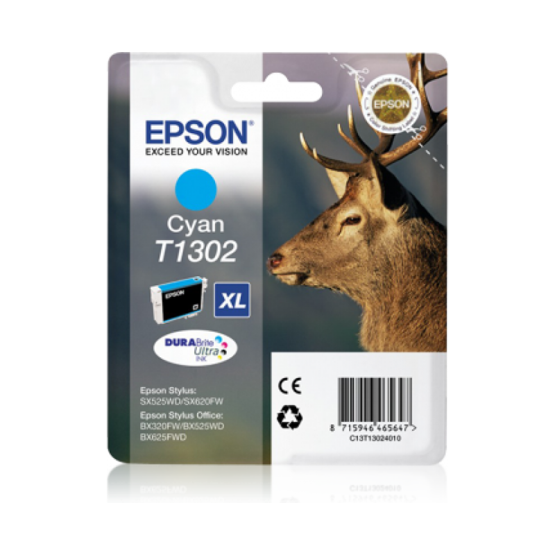 Epson T1302 Cerf - à rendement élevé - cyan - originale - cartouche d'encre