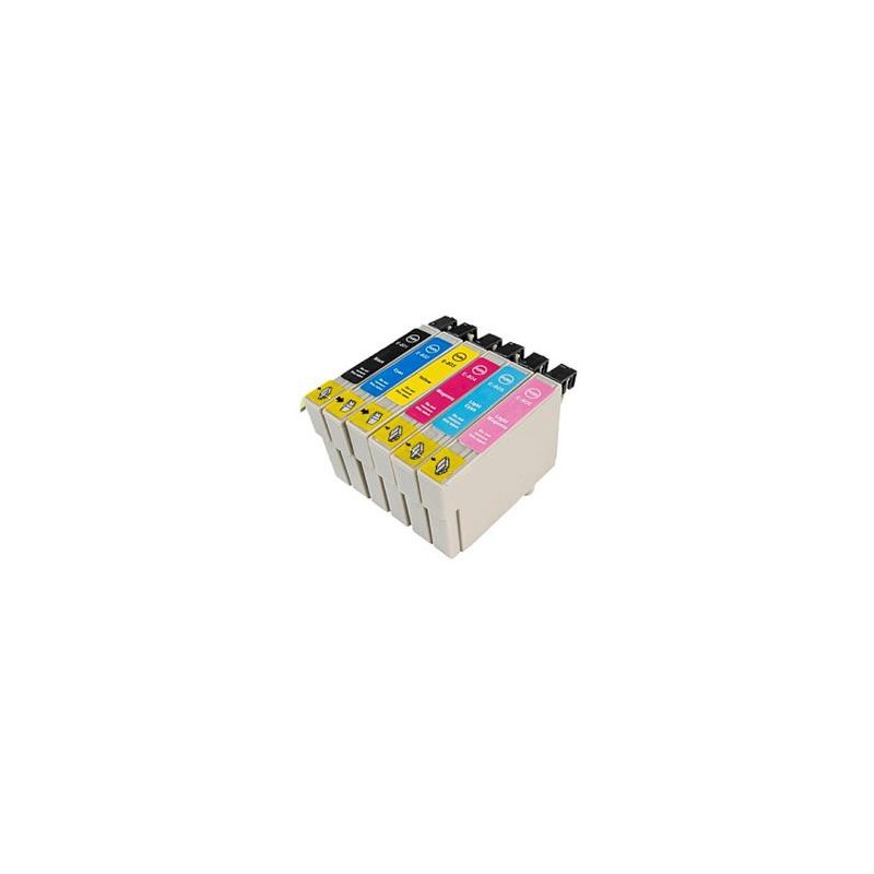 Cartouche d'encre équivalent à Epson T0807 Multipack Pack de 6 Noir, jaune, cyan, magenta, cyan clair, magenta claire