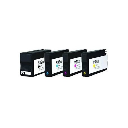 Cartouche d'encre équivalent à HP 932XL/933XL Pack de 4 Noir, Jaune, Cyan, Magenta