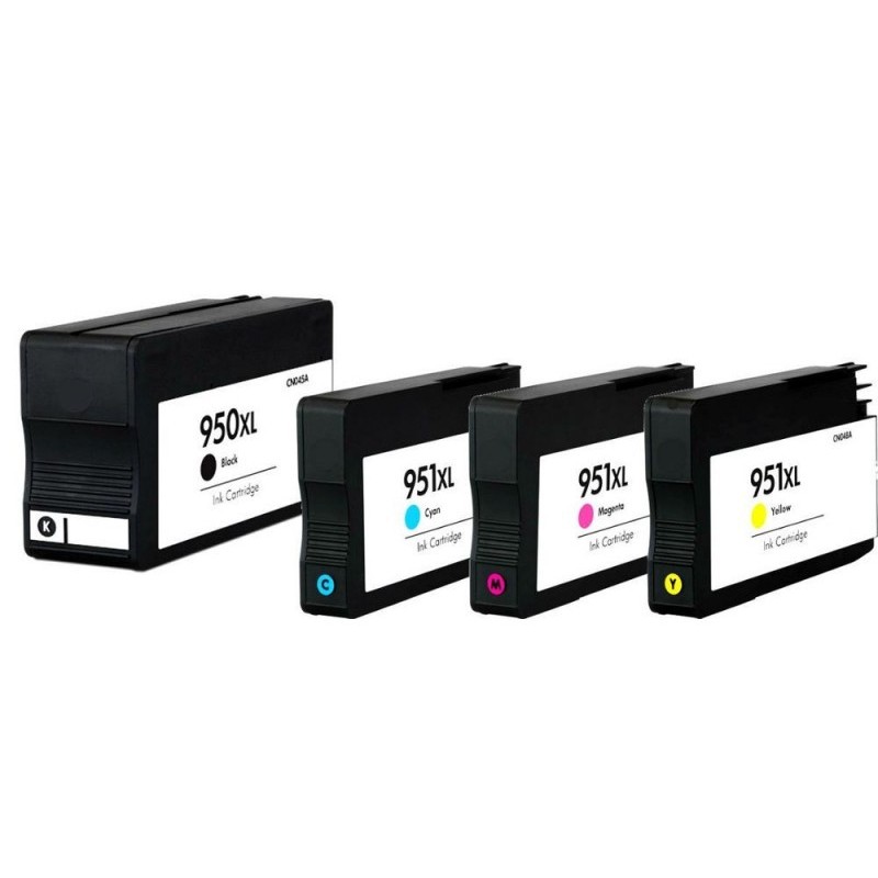 Cartouche d'encre équivalent à HP 950XL/951XL Pack de 4 Noir, Jaune, Cyan, Magenta