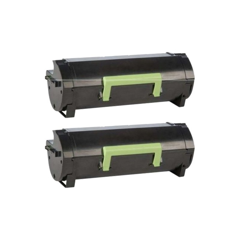 Toner équivalent à Lexmark 502H Pack de 2 Noir