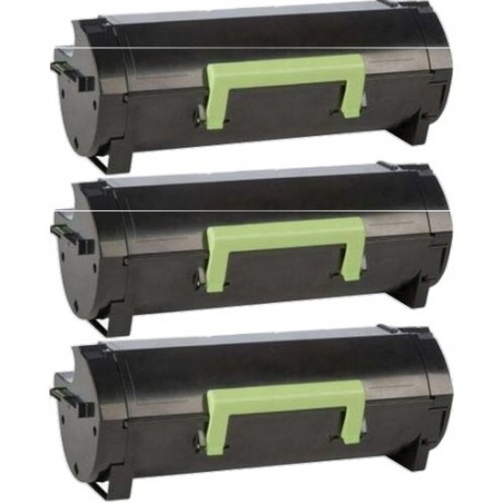 Toner équivalent à Lexmark 502H Pack de 3 Noir