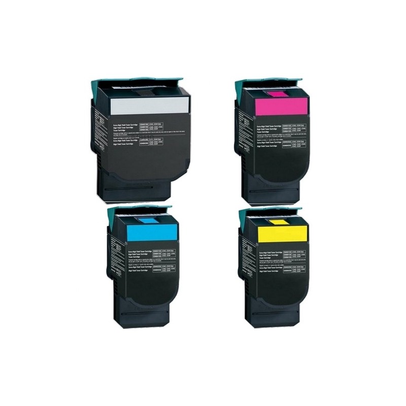 Toner équivalent à Lexmark 702H Pack de 4 4 Couleurs