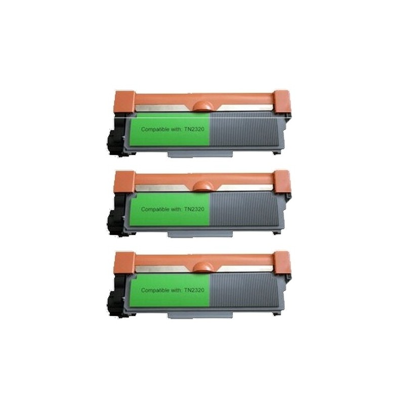 Toner équivalent à Brother TN2320 Pack de 3 Noir