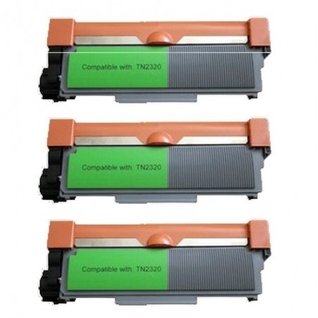 Toner équivalent à Brother TN2320 Pack de 3 Noir