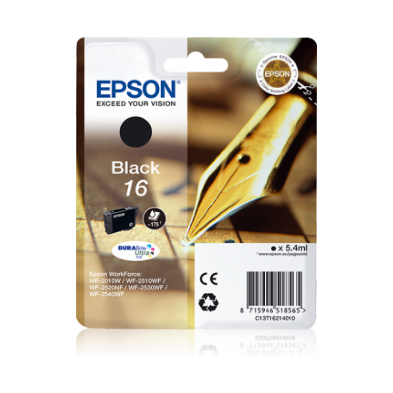 Epson T16 Stylo Plume - noire - originale - cartouche d'encre