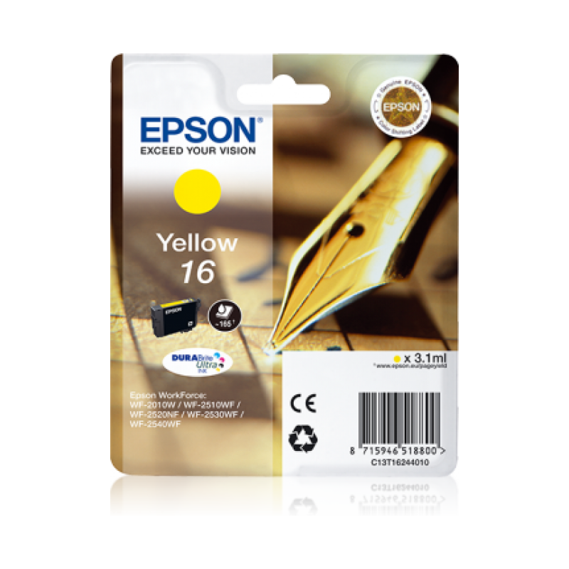 Epson T16 Stylo Plume - jaune - originale - cartouche d'encre