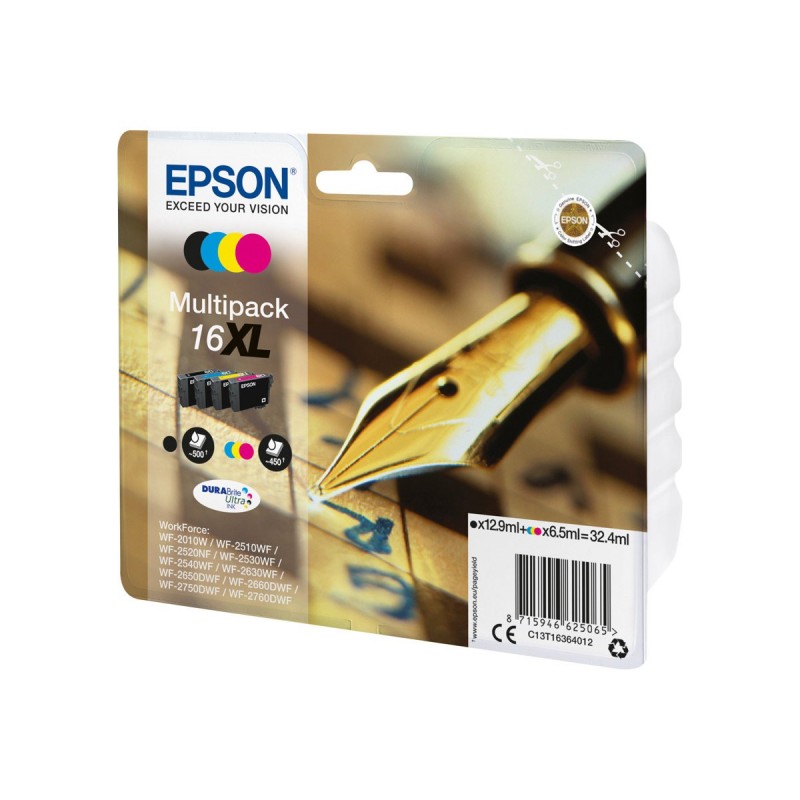 Epson T16XL Stylo Plume - Pack de 4 - à rendement élevé - noire, cyan, magenta, jaune - original - cartouche d'encre