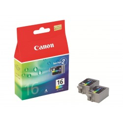 Canon BCI-16 - Pack de 2 - couleurs (cyan, magenta, jaune) - original - cartouche d'encre