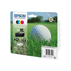 Epson T34XL Balle de Golf - Pack de 4 - à rendement élevé - noire, cyan, magenta, jaune - original - cartouche d'encre