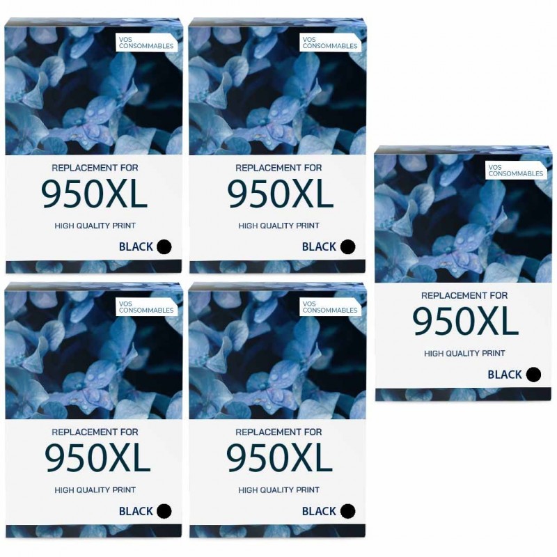 Pack de 5 encres CN045AE 950XL compatibles HP