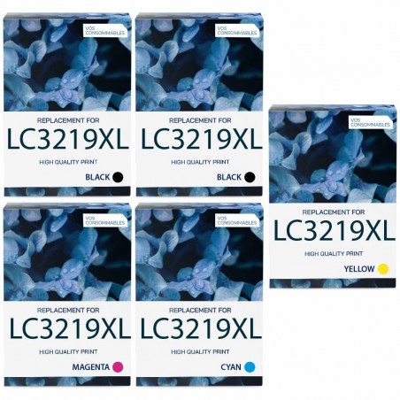 Pack de 5 Brother LC3219XL cartouches d'encre compatibles