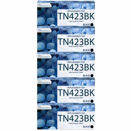 Pack de 5 Brother compatible TN423BK