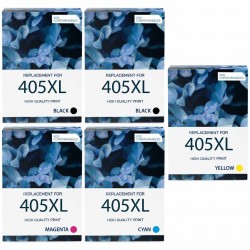 Pack de 5 cartouches compatibles 405XL Epson 2 noirs, 1 cyan, 1 magenta, 1 jaune