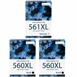 Pack de 3 cartouches compatibles PG-560XL CL-561XL Canon 2 noirs, 1 couleur
