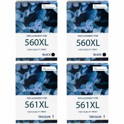 Pack de 4 cartouches compatibles PG-560XL CL-561XL Canon 2 noirs, 2 couleurs