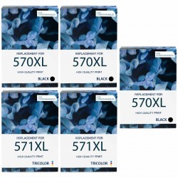 Pack de 5 cartouches compatibles PGI-570XL CLI-571XL Canon 1 X 570xl, 1 X 571xl noir, 1 X 571xl cyan, 1 X 571xl magenta, 1 X 571