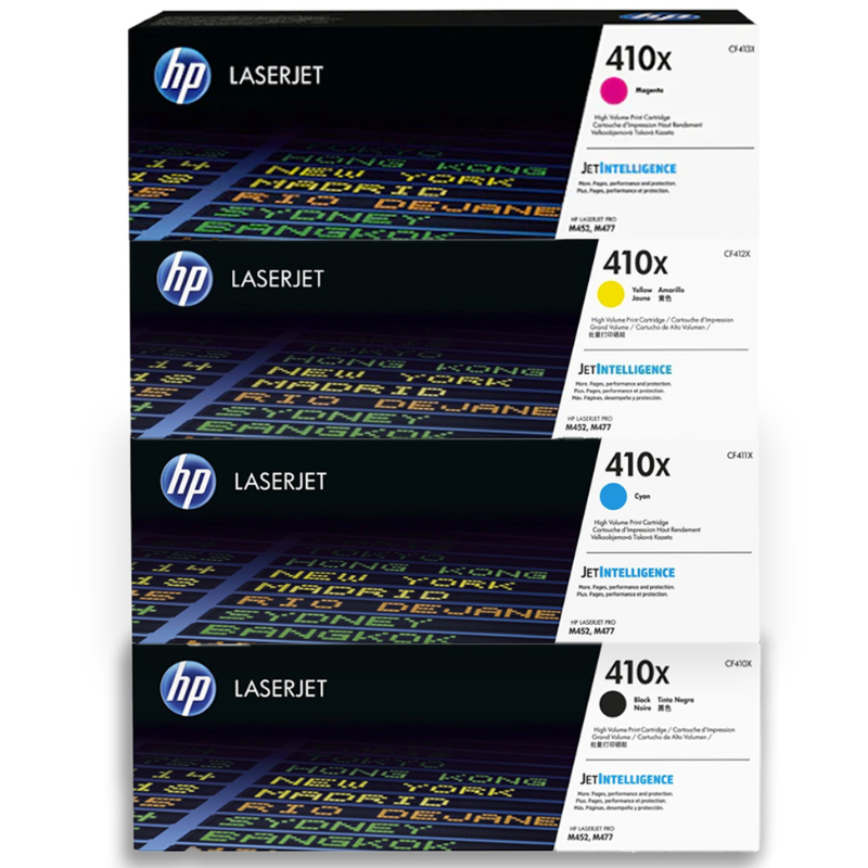 HP 410X Pack de 4 cartouches d'encre authentiques Noir, Cyan, Magenta, Jaune 