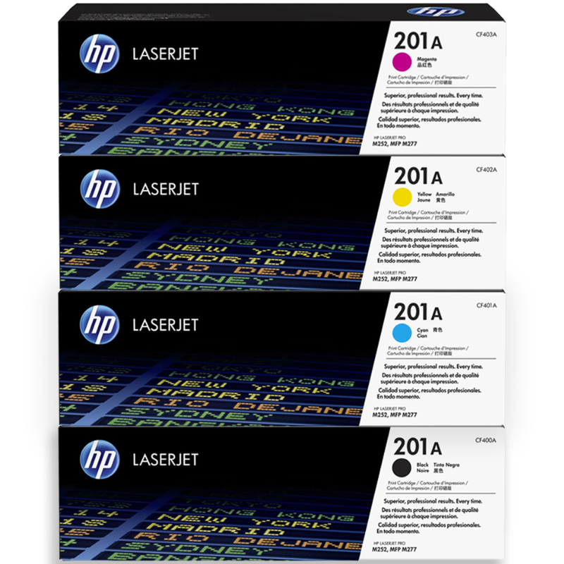 HP 201A Pack de 4 cartouches d'encre authentiques Noir, Cyan, Magenta, Jaune 