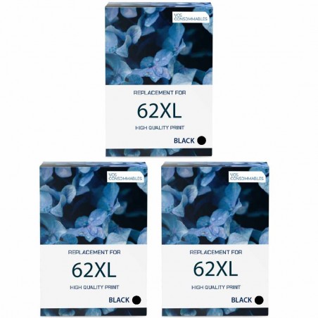 Pack de 3 HP 62XL cartouches d'encre compatibles 