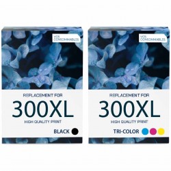 Cartouche d'encre équivalent à HP Multipack 300XL Pack de 2 Noir + Couleur 