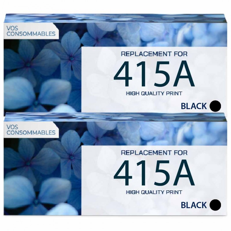 Toner équivalent à HP 415A Pack de 2 Noir - Avec puce 