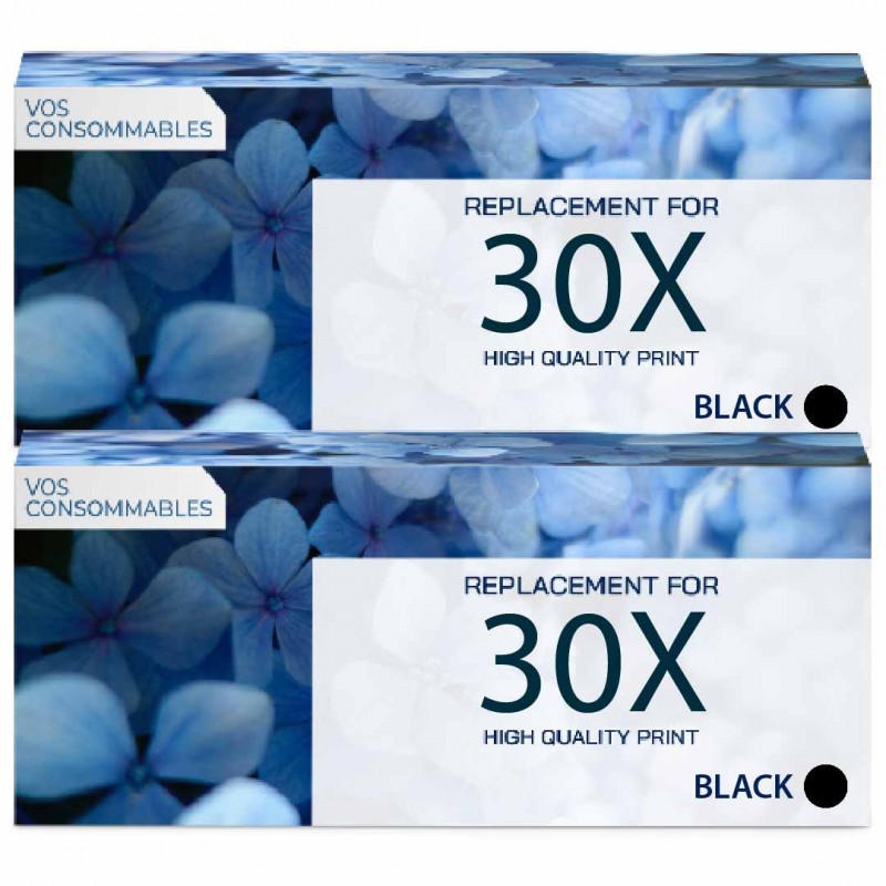 Toner équivalent à HP 30X Pack de 2 Noir 