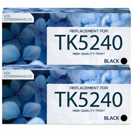 Toner équivalent à Kyocera TK5240K Pack de 2 Noir 