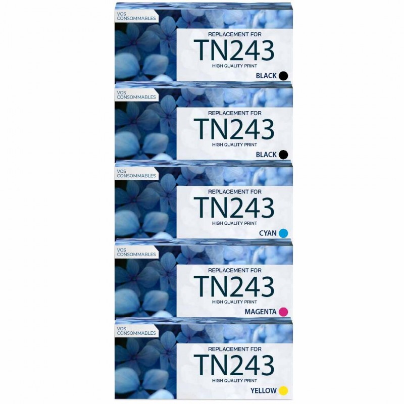 Pack de 5 toners Brother TN243 compatible 