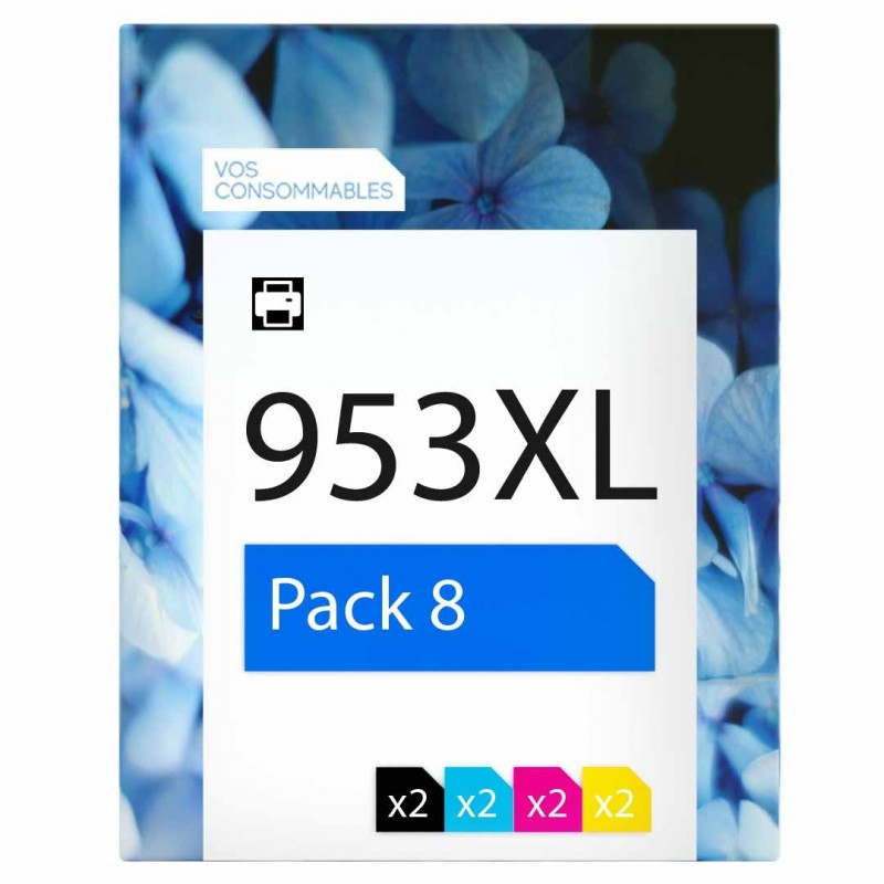 Pack de 8 HP 953XL cartouches d'encre compatibles 