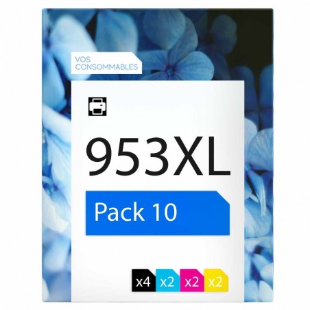 Pack de 10 HP 953XL cartouches d'encre compatibles 