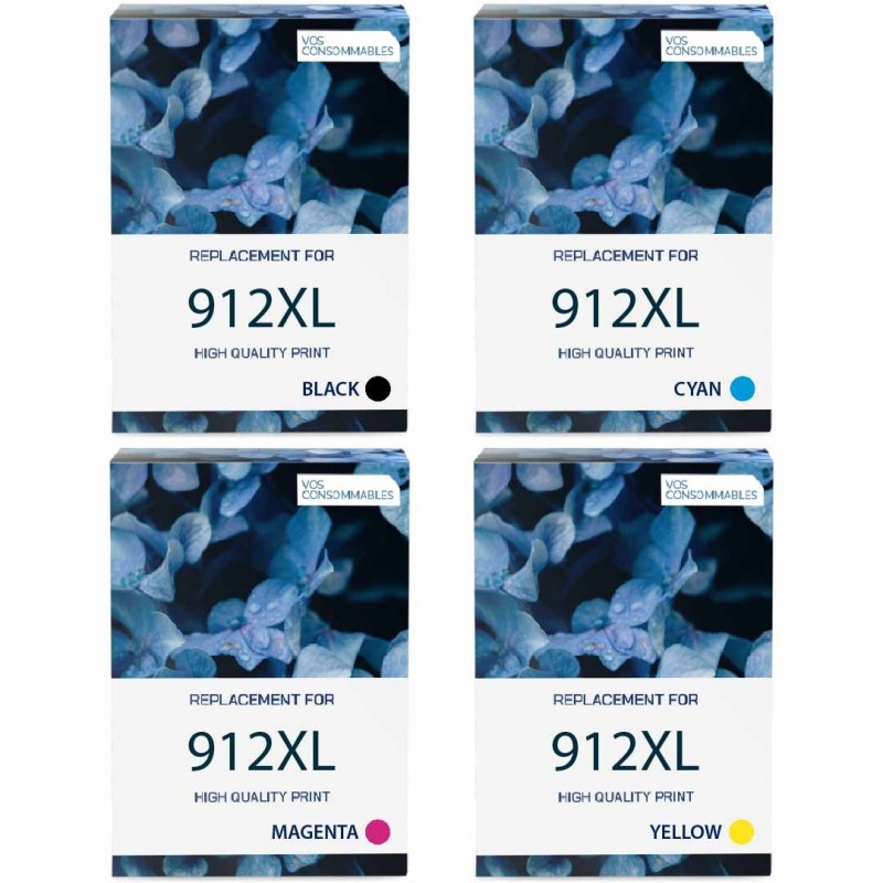 Pack de 4 HP 912XL cartouches d'encre compatibles 