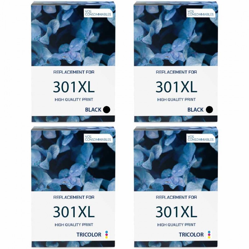 Pack de 4 HP 301XL cartouches d'encre compatibles 