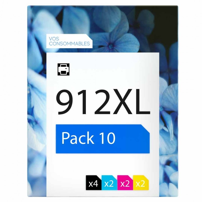 Pack de 10 HP 912XL cartouches d'encre compatibles 