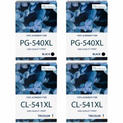 Pack de 4 Canon PG-540XL CL-541XL cartouches d'encre compatibles 