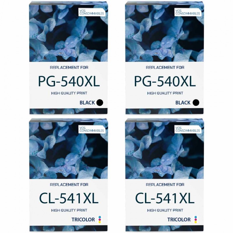 Pack de 4 Canon PG-540XL CL-541XL cartouches d'encre compatibles 