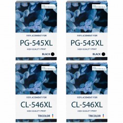 Pack de 4 Canon PG-545XL CL-546XL cartouches d'encre compatibles 