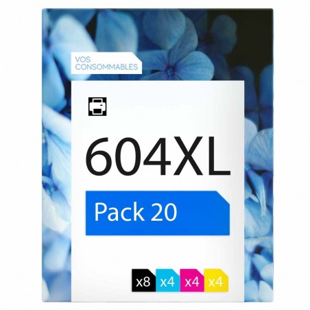 Pack de 20 Epson 604XL cartouches d'encre compatibles 