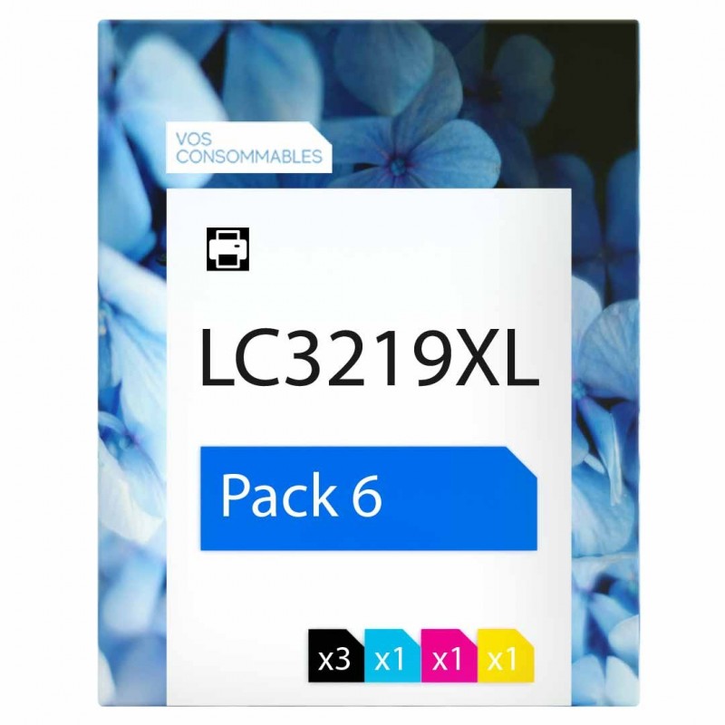 Pack de 6 Brother LC3219XL cartouches d'encre compatibles 