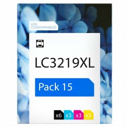 Pack de 15 Brother LC3219XL cartouches d'encre compatibles 